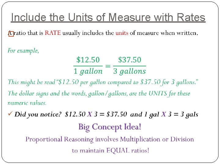 Include the Units of Measure with Rates � 