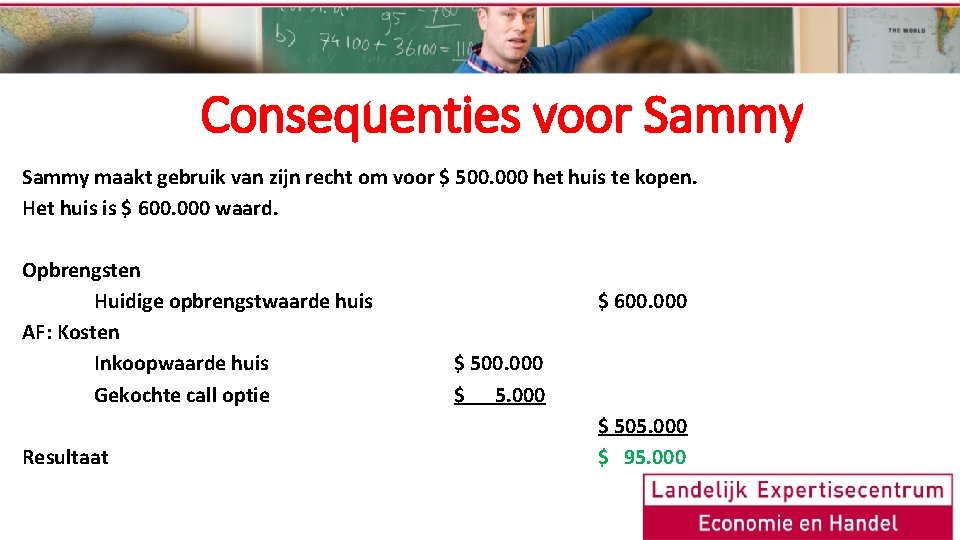 Consequenties voor Sammy maakt gebruik van zijn recht om voor $ 500. 000 het