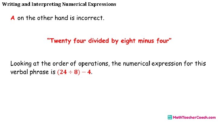 Writing and Interpreting Numerical Expressions 