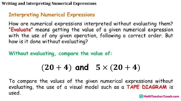 Writing and Interpreting Numerical Expressions 