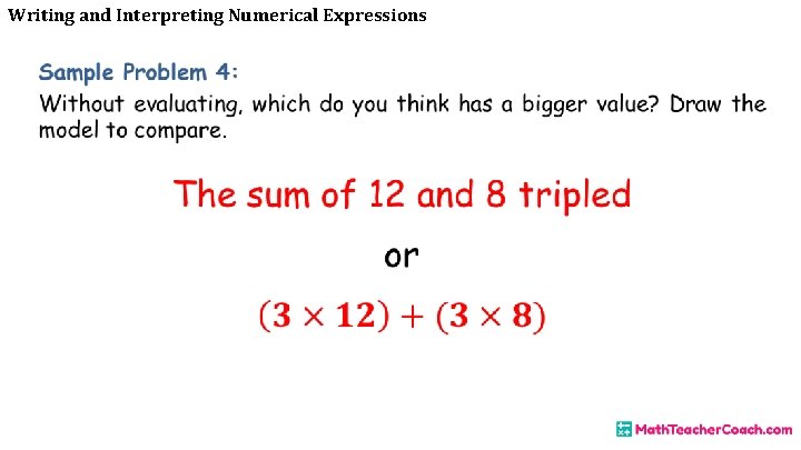 Writing and Interpreting Numerical Expressions 