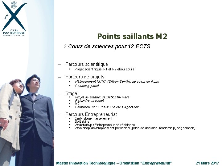 Points saillants M 2 3 Cours de sciences pour 12 ECTS – Parcours scientifique