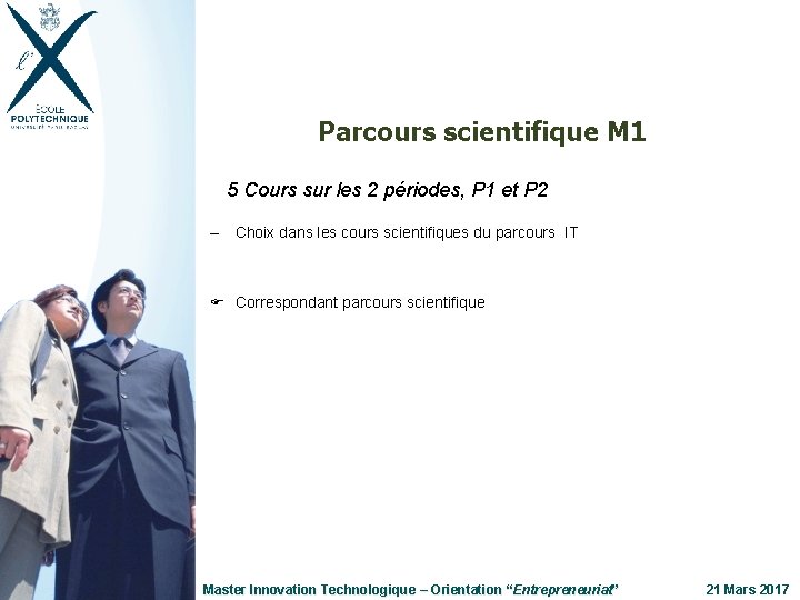 Parcours scientifique M 1 5 Cours sur les 2 périodes, P 1 et P