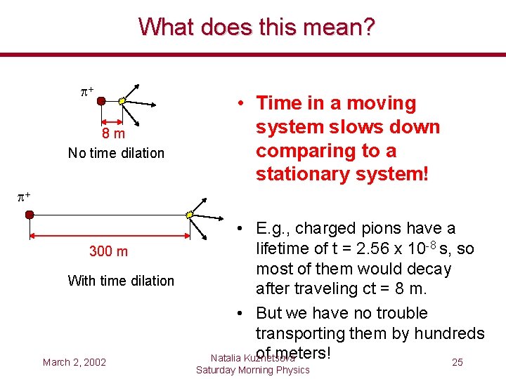 What does this mean? p+ 8 m No time dilation • Time in a