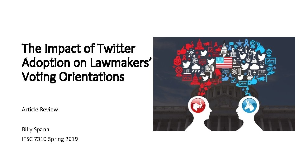 The Impact of Twitter Adoption on Lawmakers’ Voting Orientations Article Review Billy Spann IFSC