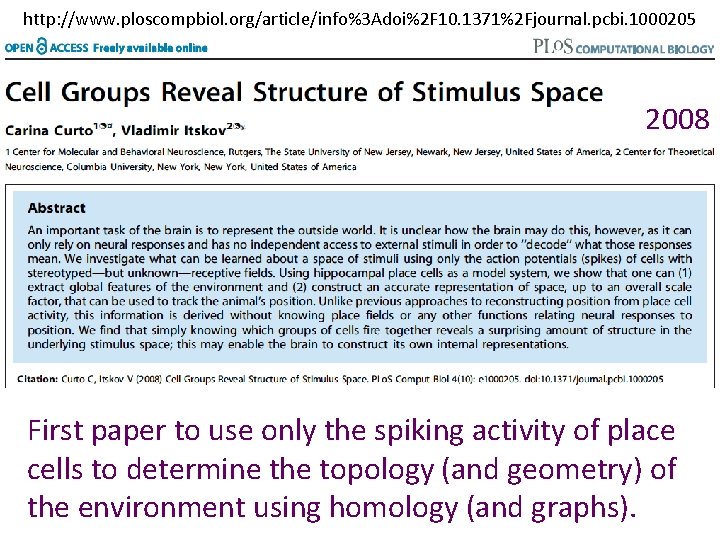 http: //www. ploscompbiol. org/article/info%3 Adoi%2 F 10. 1371%2 Fjournal. pcbi. 1000205 2008 First paper