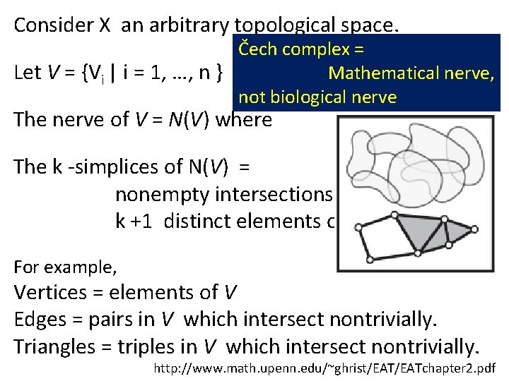 Consider X an arbitrary topological space. Čech complex = Let V = {Vi |