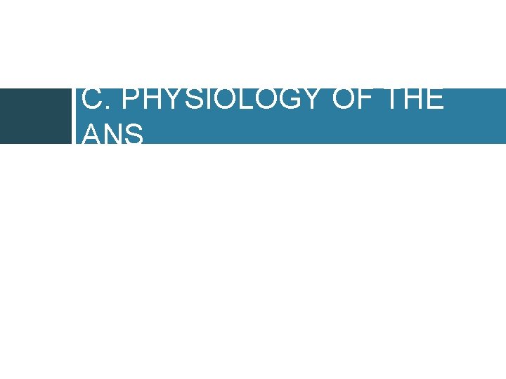 C. PHYSIOLOGY OF THE ANS 