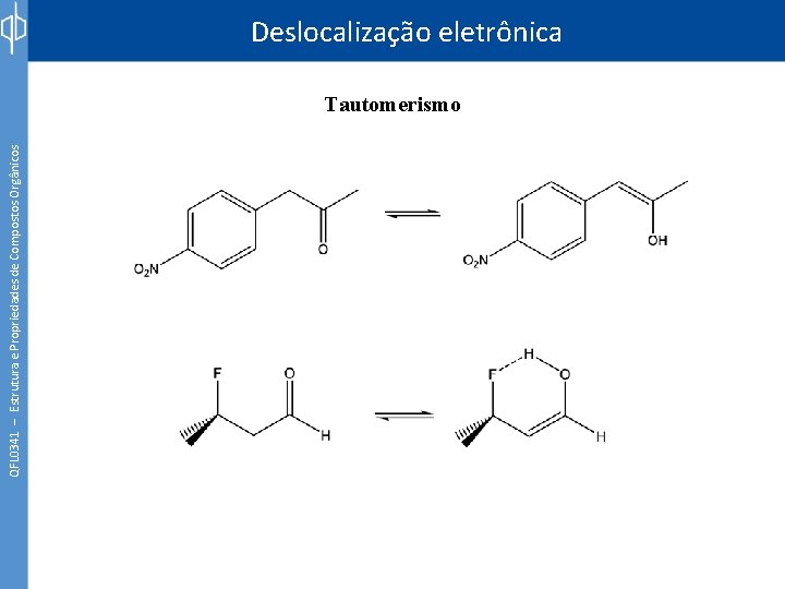 QFL 0341 – Estrutura e Propriedades de Compostos Orgânicos Deslocalização eletrônica Tautomerismo 