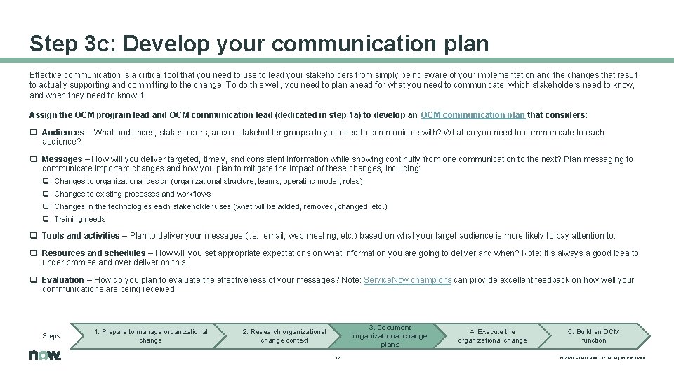 Step 3 c: Develop your communication plan Effective communication is a critical tool that