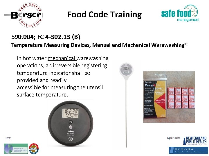 Food Code Training 590. 004; FC 4‐ 302. 13 (B) Temperature Measuring Devices, Manual