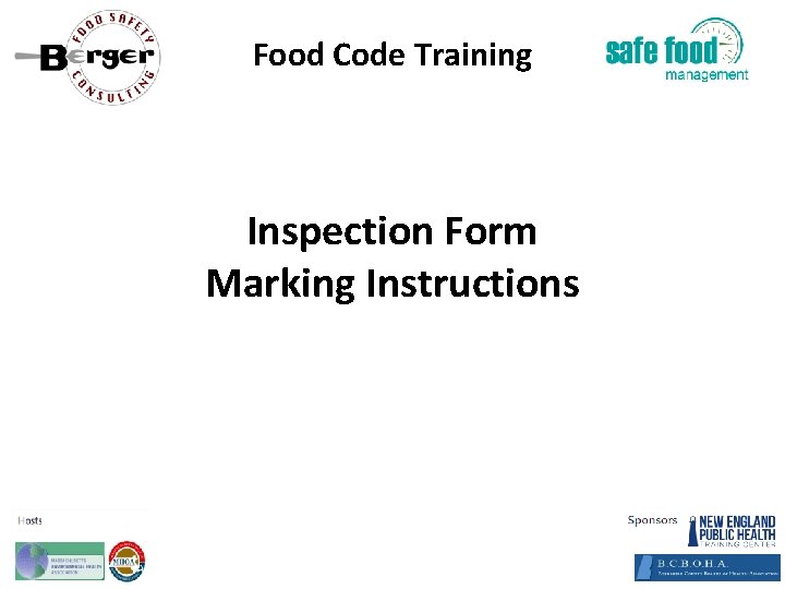 Food Code Training Inspection Form Marking Instructions 