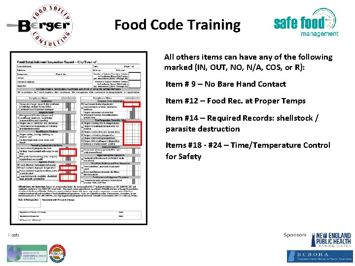 Food Code Training All others items can have any of the following marked (IN,