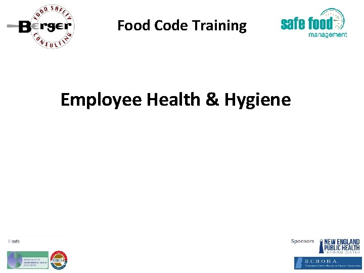 Food Code Training Employee Health & Hygiene 