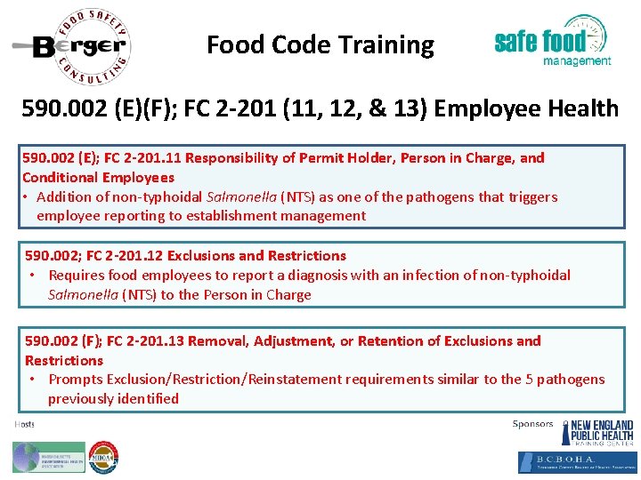 Food Code Training 590. 002 (E)(F); FC 2‐ 201 (11, 12, & 13) Employee