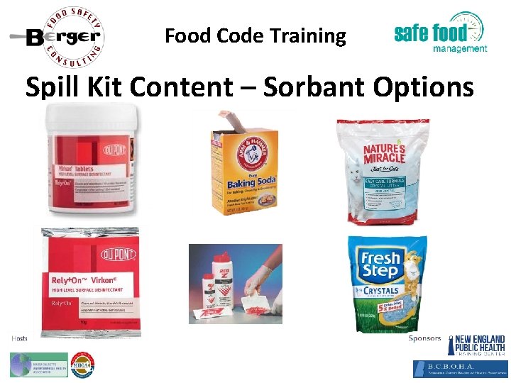 Food Code Training Spill Kit Content – Sorbant Options 