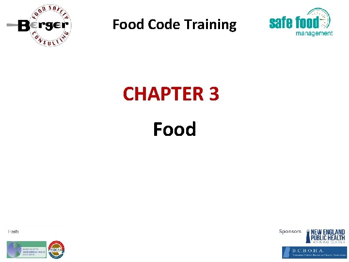 Food Code Training CHAPTER 3 Food 