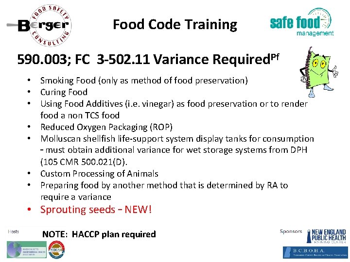 Food Code Training 590. 003; FC 3‐ 502. 11 Variance Required. Pf • Smoking