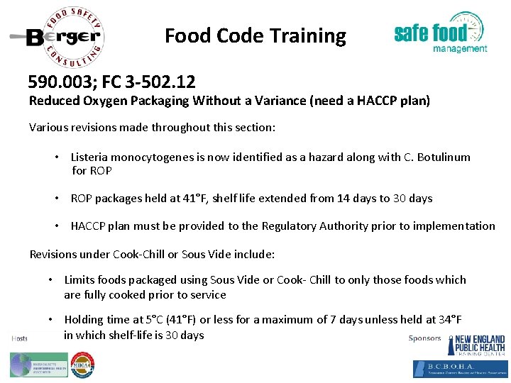 Food Code Training 590. 003; FC 3‐ 502. 12 Reduced Oxygen Packaging Without a