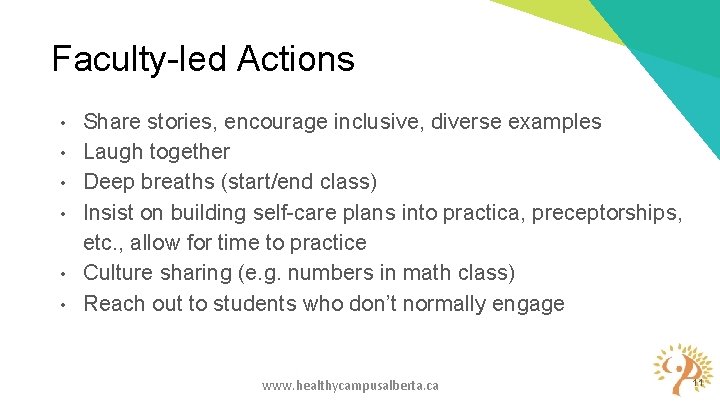 Faculty-led Actions • • • Share stories, encourage inclusive, diverse examples Laugh together Deep Faculty-led Actions • • • Share stories, encourage inclusive, diverse examples Laugh together Deep