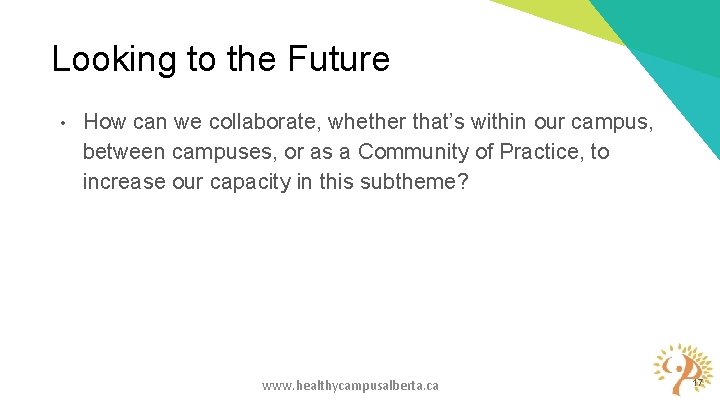 Looking to the Future • How can we collaborate, whether that’s within our campus, Looking to the Future • How can we collaborate, whether that’s within our campus,