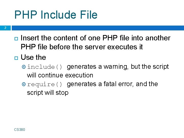 PHP Include File 2 Insert the content of one PHP file into another PHP