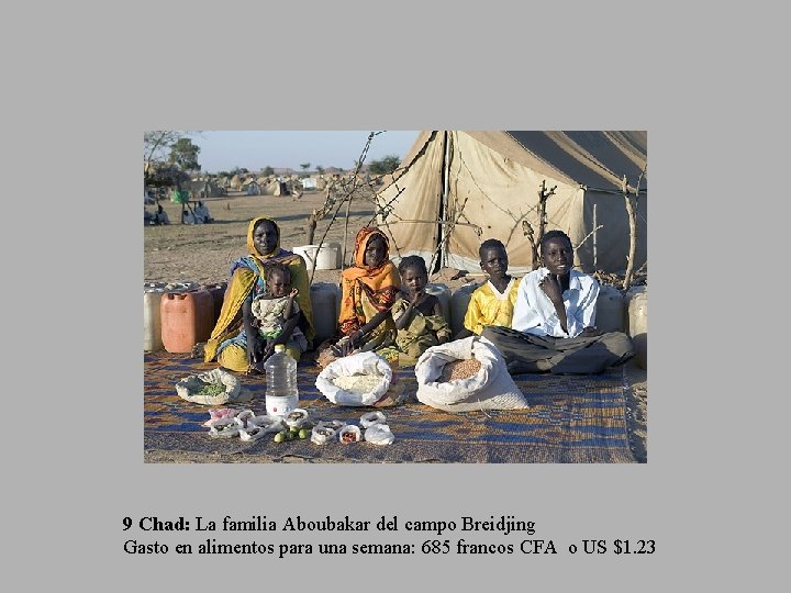 9 Chad: La familia Aboubakar del campo Breidjing Gasto en alimentos para una semana: