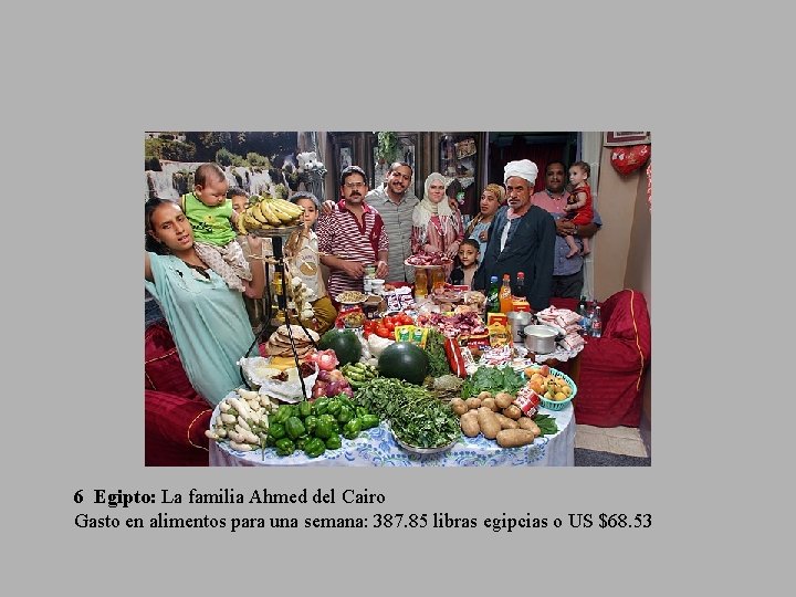 6 Egipto: La familia Ahmed del Cairo Gasto en alimentos para una semana: 387.