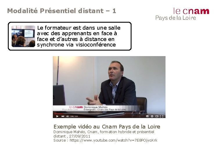 Modalité Présentiel distant – 1 Le formateur est dans une salle avec des apprenants