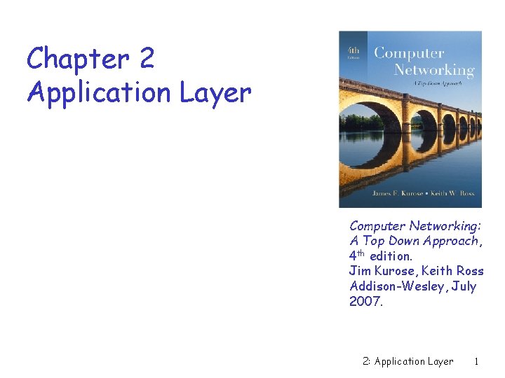 Chapter 2 Application Layer Computer Networking: A Top Down Approach, 4 th edition. Jim