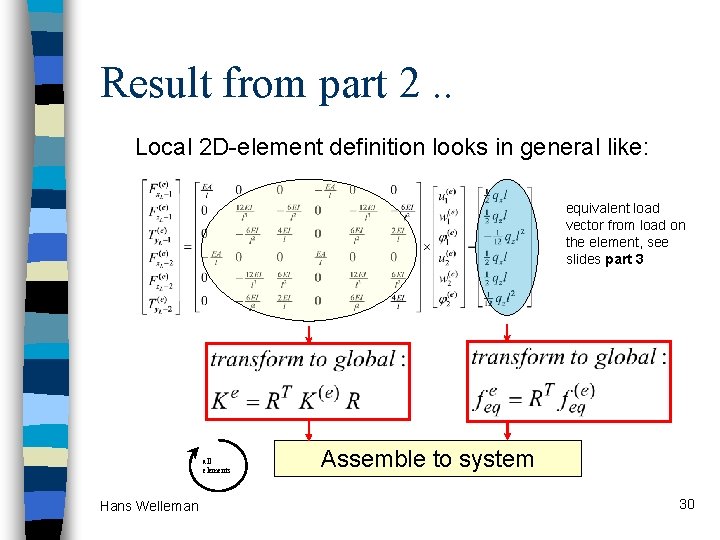Result from part 2. . Local 2 D-element definition looks in general like: equivalent