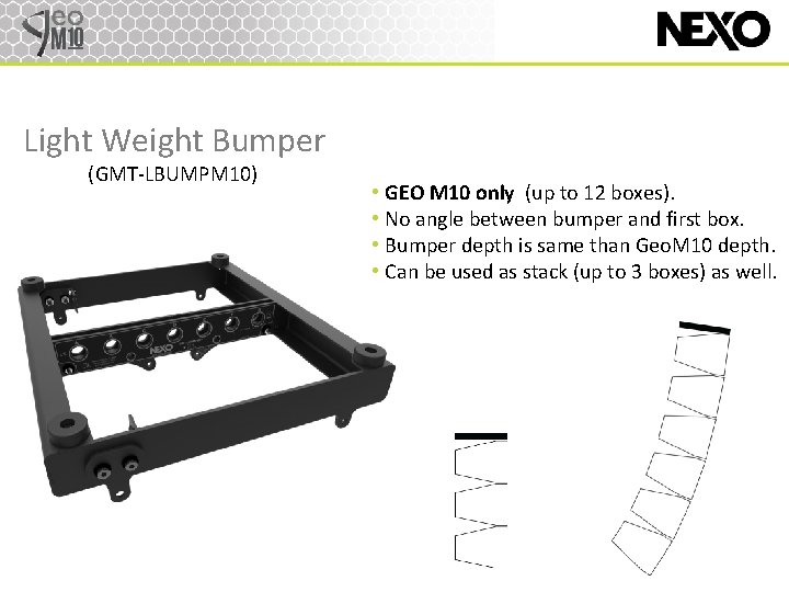 Light Weight Bumper (GMT-LBUMPM 10) • GEO M 10 only (up to 12 boxes).