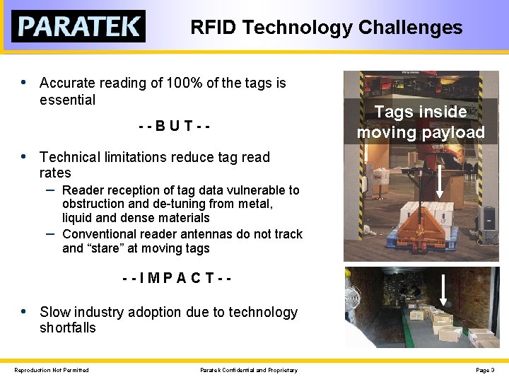 RFID Technology Challenges • Accurate reading of 100% of the tags is essential --BUT--