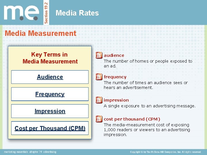 Section 19. 2 Media Rates Media Measurement Key Terms in Media Measurement Audience audience