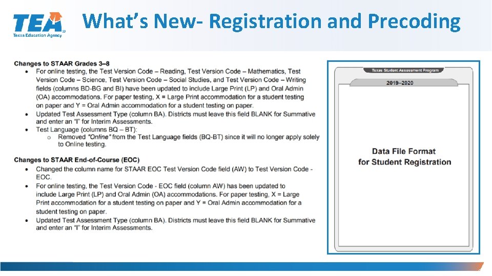 What’s New- Registration and Precoding 6 