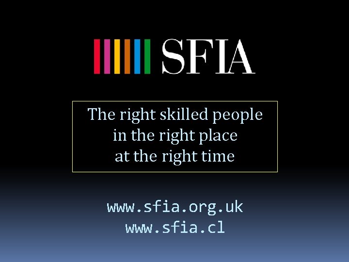 The right skilled people in the right place at the right time www. sfia.