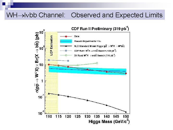 WH l bb Channel: Observed and Expected Limits 