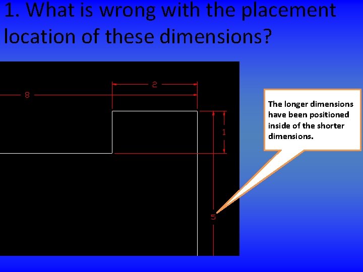 1. What is wrong with the placement location of these dimensions? The longer dimensions