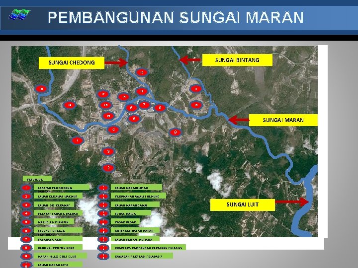 PEMBANGUNAN SUNGAI MARAN SUNGAI BINTANG SUNGAI CHEDONG 13 19 18 11 12 17 14