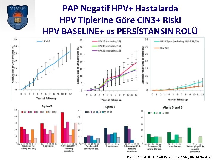 PAP Negatif HPV+ Hastalarda HPV Tiplerine Göre CIN 3+ Riski HPV BASELINE+ vs PERSİSTANSIN