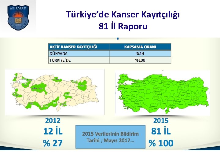 Türkiye’de Kanser Kayıtçılığı 81 İl Raporu 
