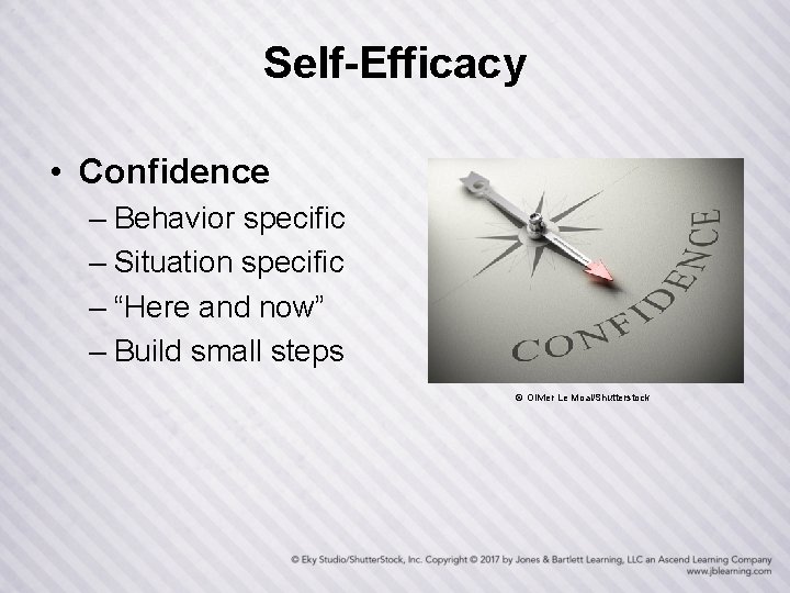 Self-Efficacy • Confidence – Behavior specific – Situation specific – “Here and now” –