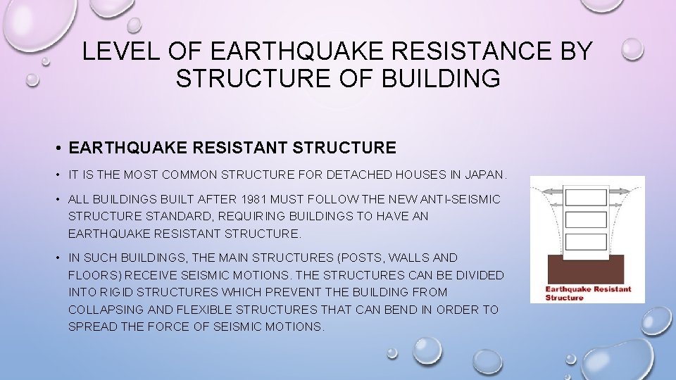 LEVEL OF EARTHQUAKE RESISTANCE BY STRUCTURE OF BUILDING • EARTHQUAKE RESISTANT STRUCTURE • IT