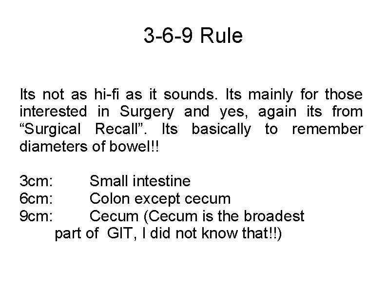 3 -6 -9 Rule Its not as hi-fi as it sounds. Its mainly for