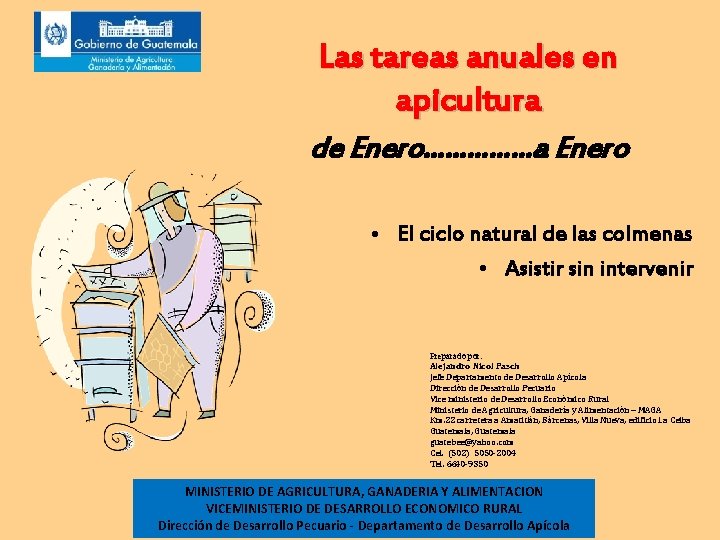 Las tareas anuales en apicultura de Enero……………a Enero • El ciclo natural de las