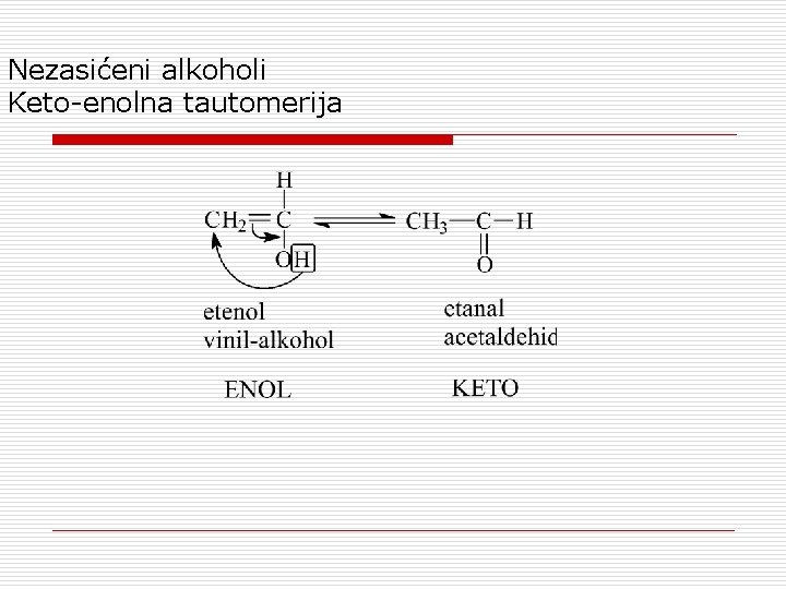 Nezasićeni alkoholi Keto-enolna tautomerija 