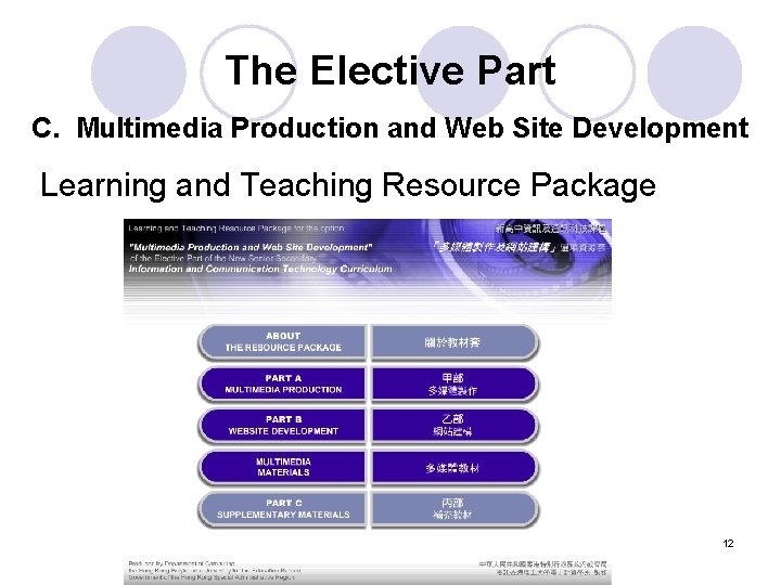 The Elective Part C. Multimedia Production and Web Site Development Learning and Teaching Resource