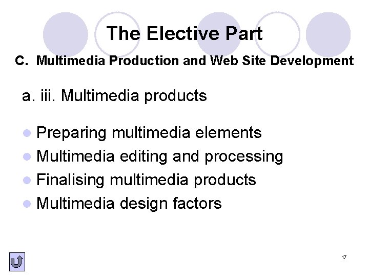 The Elective Part C. Multimedia Production and Web Site Development a. iii. Multimedia products