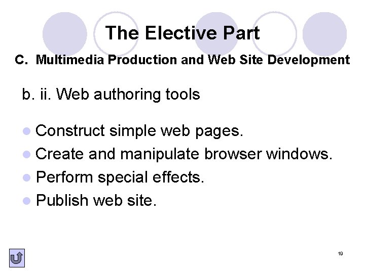 The Elective Part C. Multimedia Production and Web Site Development b. ii. Web authoring