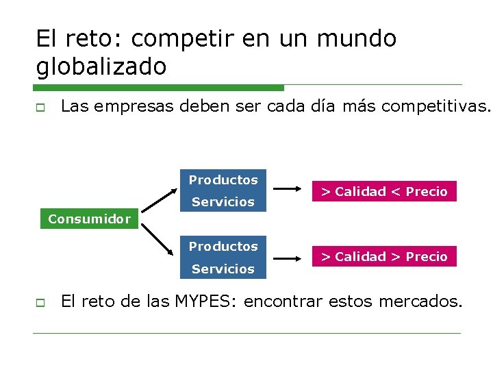 El reto: competir en un mundo globalizado o Las empresas deben ser cada día